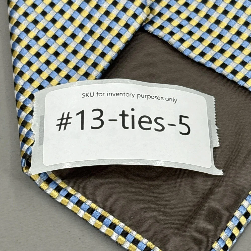Charvet Place Vendome Silk Tie‎ Mens Blue Yellow Check Necktie France Luxury NEW